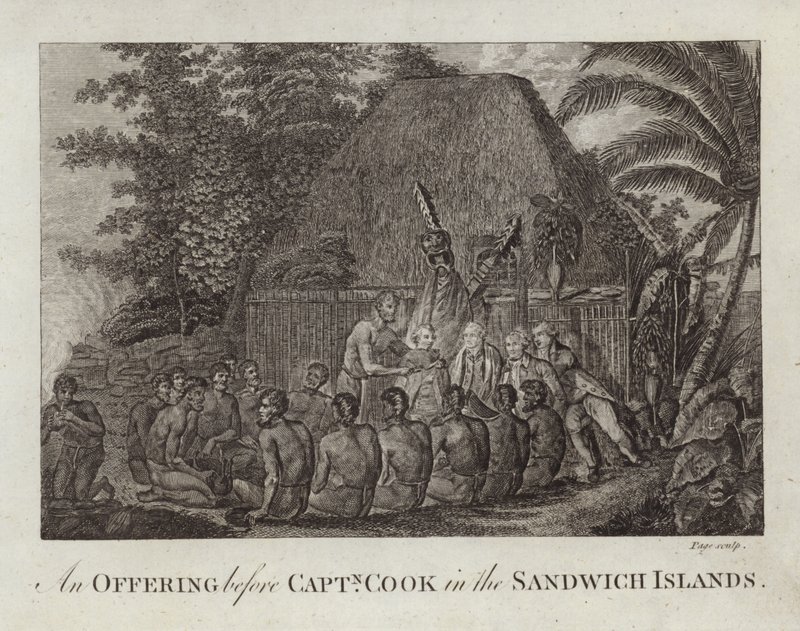 Et offer før Captain Cook af English School