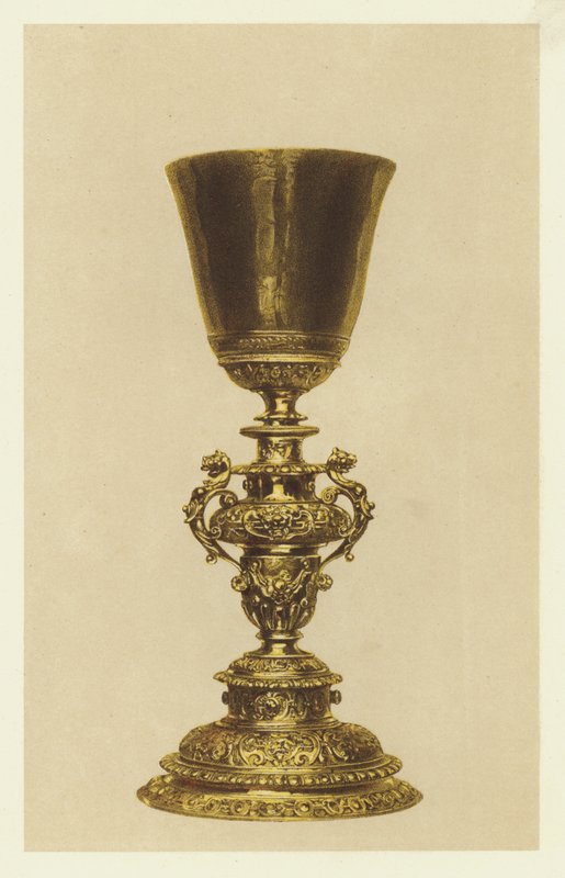 Antik forgyldt kalk (chromolitho) af English School