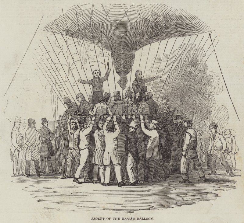Opstigning af Nassau-ballonen (gravering) af English School