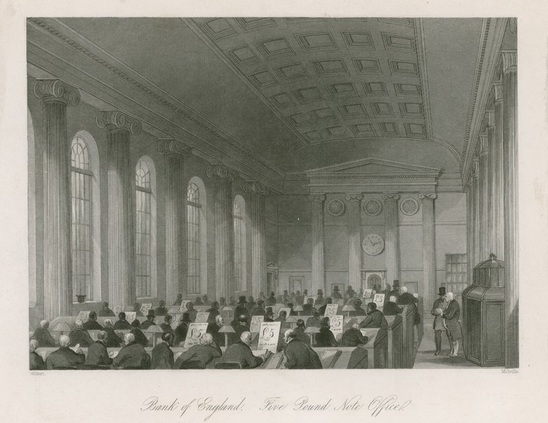 Bank of England, fem pund seddelkontor af English School