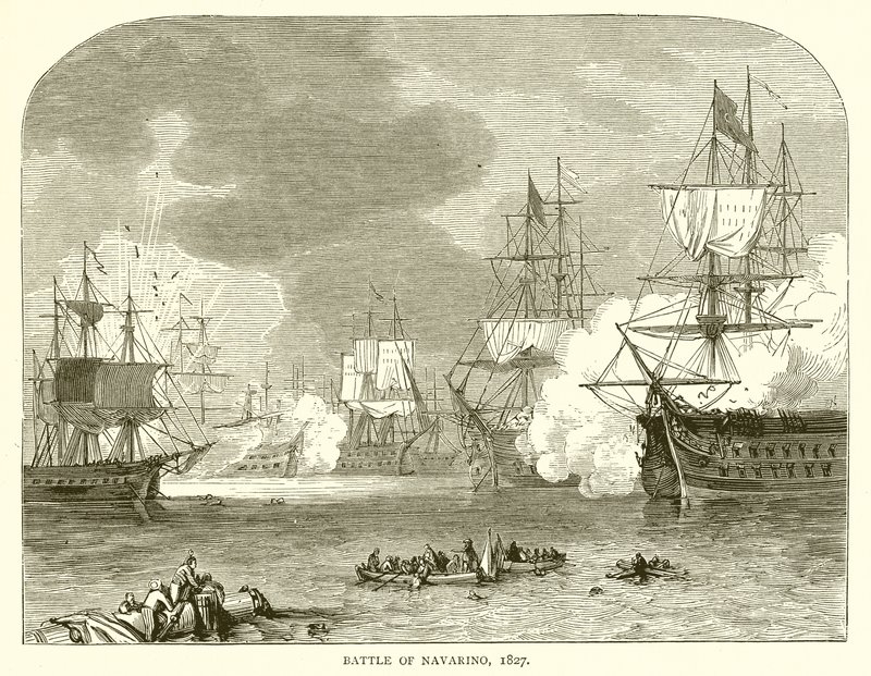 Slaget ved Navarino, 1827 af English School