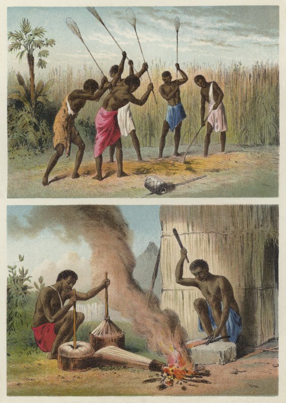 Beating Sorgo, Village Blacksmiths  af English School