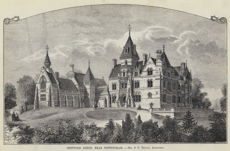 Bestwood Lodge, nær Nottingham (gravering) af English School