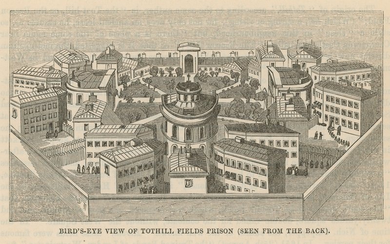 Fugleperspektiv af Tothill Fields Prison af English School