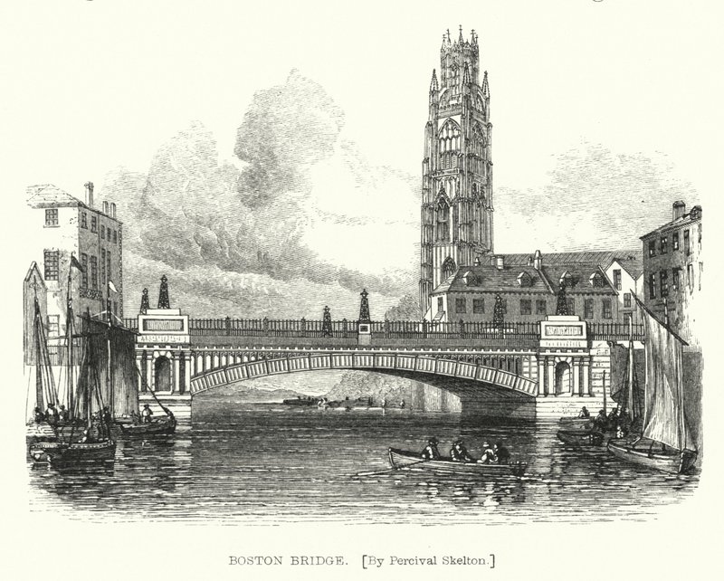 Boston Bridge (gravering) af English School