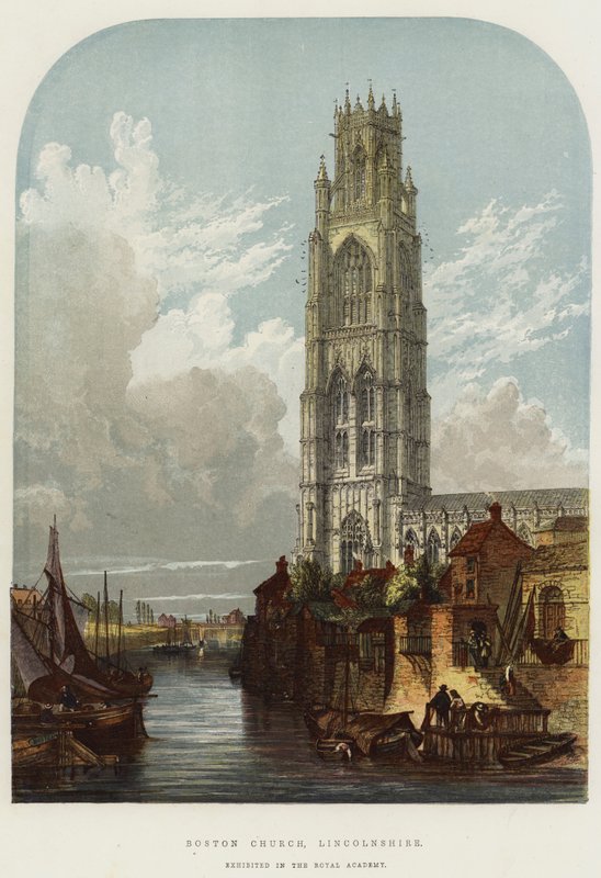Boston Church, Lincolnshire (chromolitho) af English School