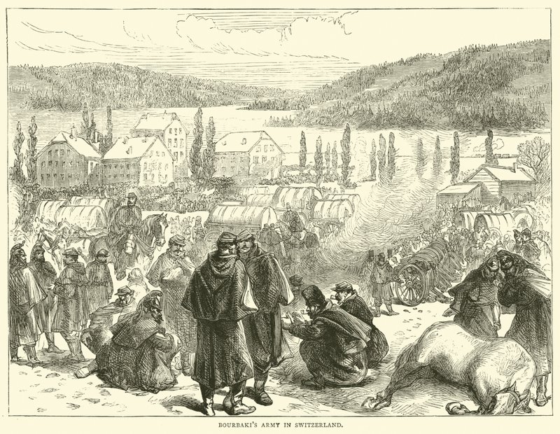Bourbakis-hæren i Schweiz, februar 1871 af English School