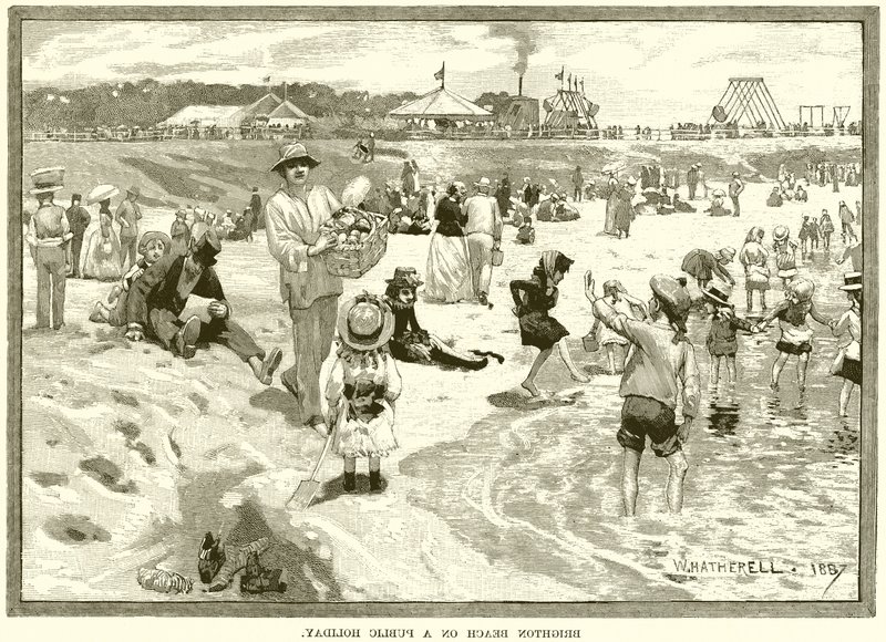 Brighton Beach på en helligdag af English School