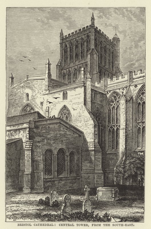 Bristol Cathedral, centralt tårn, fra sydøst af English School