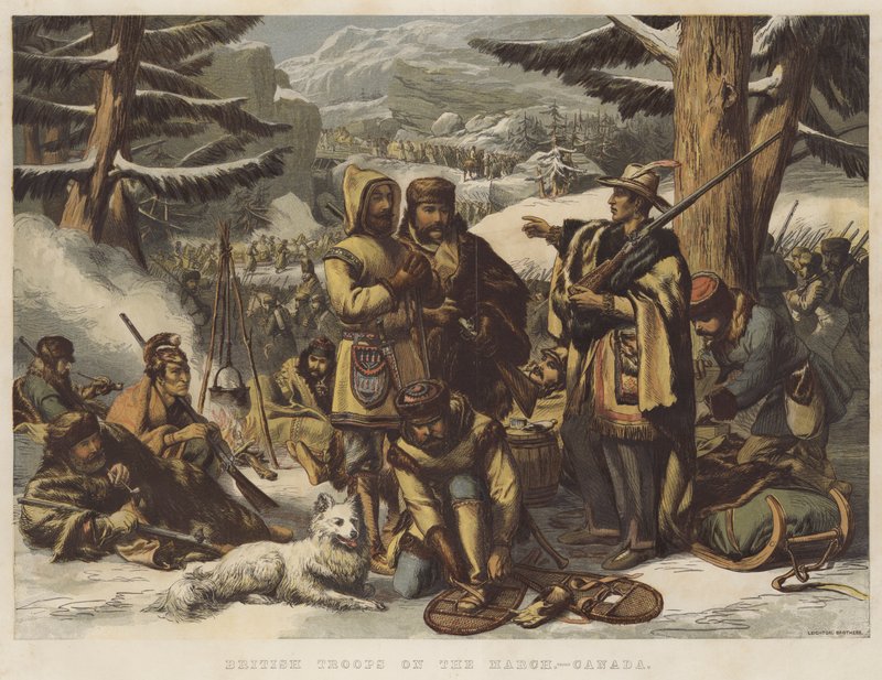 Britiske tropper i marts, Canada (chromolitho) af English School