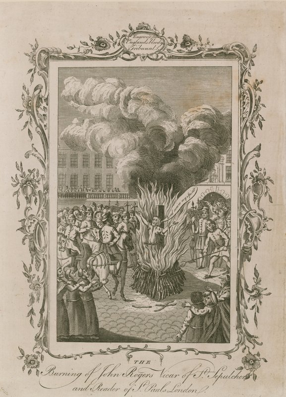 Afbrænding af martyrer i Smithfield af English School