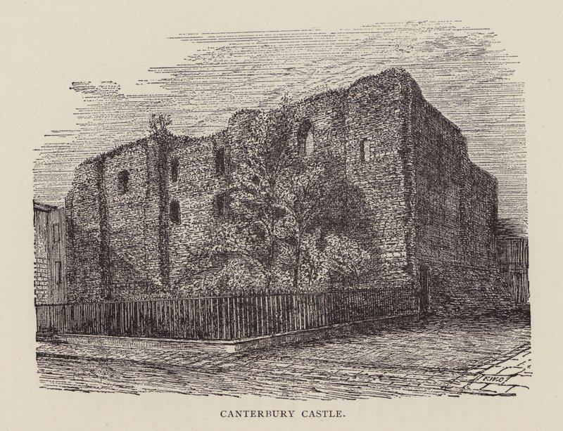 Canterbury: Canterbury Castle (litho) af English School
