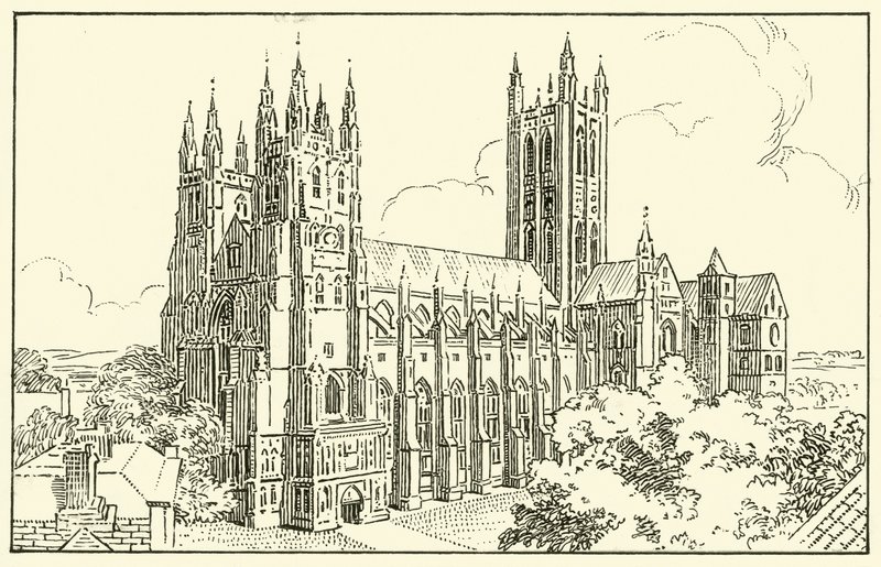 Canterbury Cathedral (blæk på papir) af English School