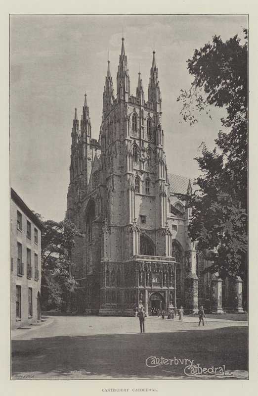 Canterbury Cathedral (litho) af English School