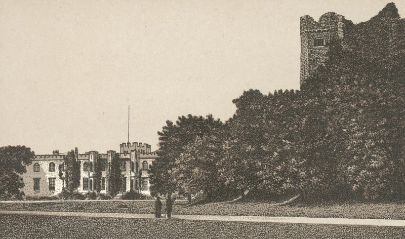 Castle Front and Keep (litho) af English School