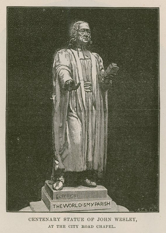 Hundredårsstatue af John Wesley af English School