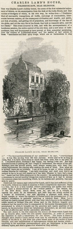 Charles Lambs House, nær Islington af English School