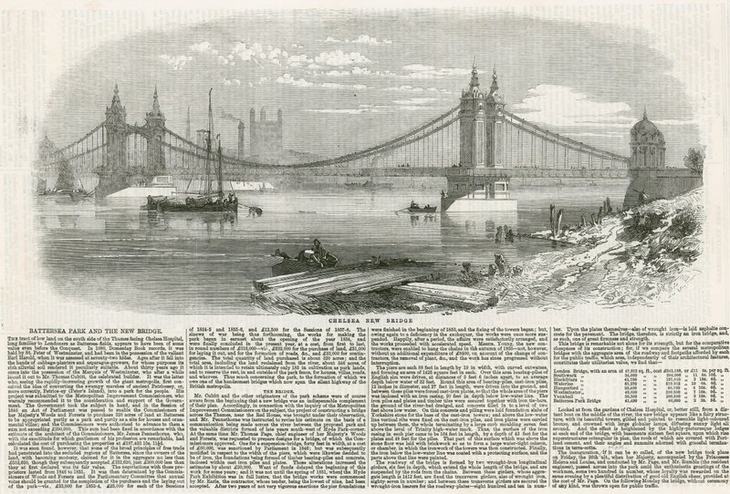 Chelsea Suspension Bridge af English School
