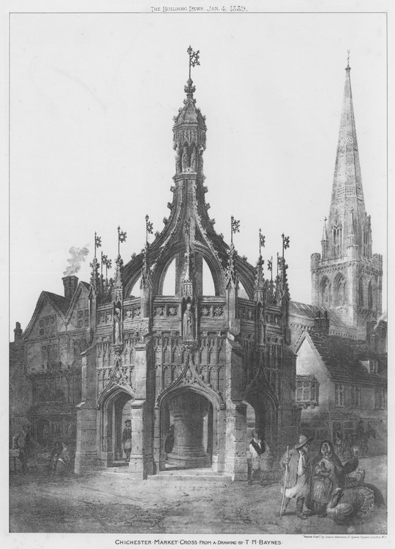 Chichester Market Cross (litho) af English School