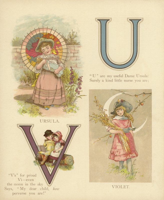 Børns navne: Ursula, Violet (farve litho) af English School