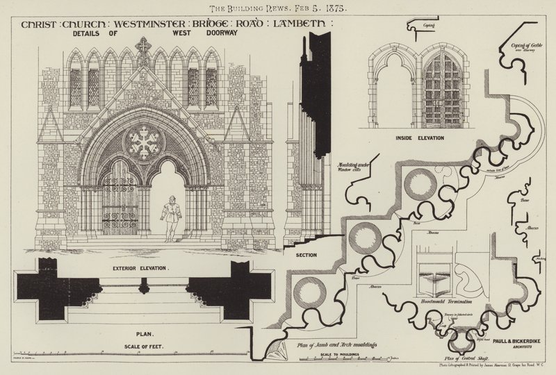 Christ Church, Westminster Bridge Road, Lambeth (gravering) af English School