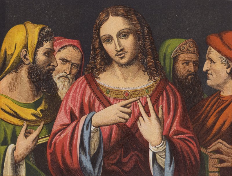Kristus og de jødiske læger (chromolitho) af English School