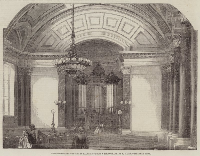 Congregational Church at Saltaire (gravering) af English School