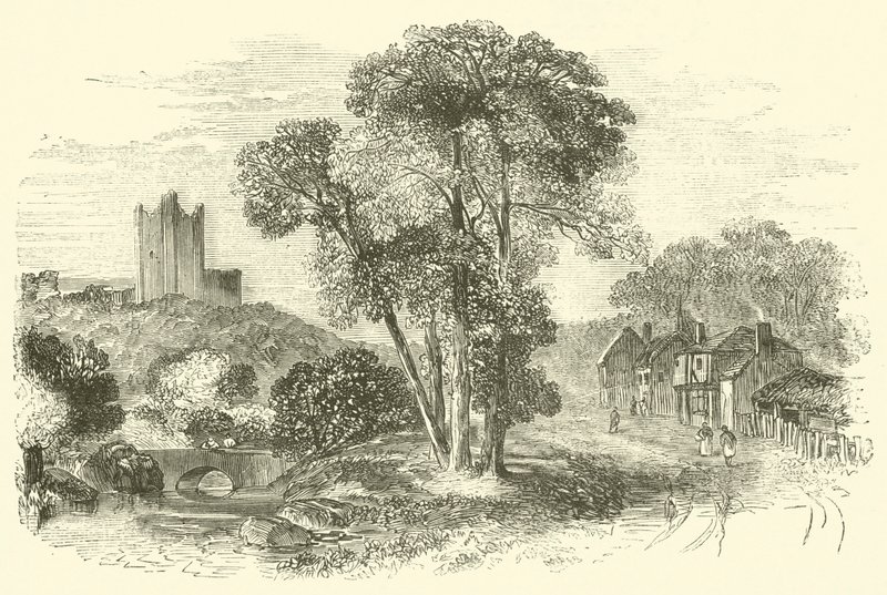 Conisbrough (eller Conisbrough) Slot (gravering) af English School
