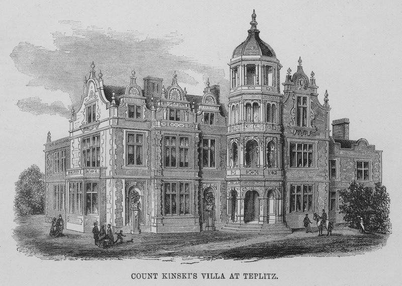 Grev Kinskis villa ved Teplitz (gravering) af English School