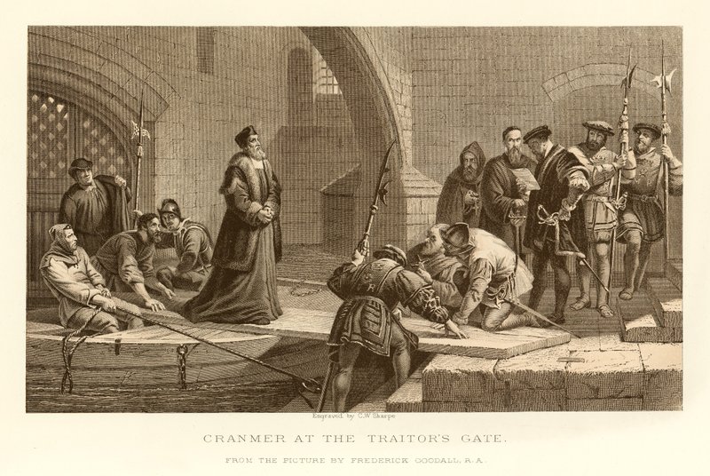Cranmer ved Traitors Gate af English School