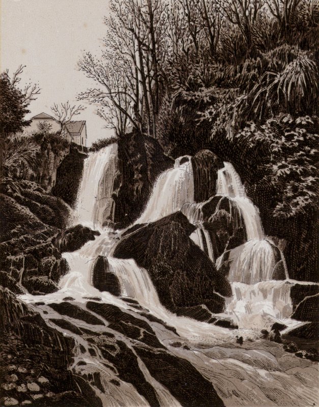 Crawfordsburn Falls (litho) af English School