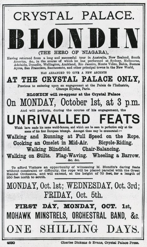 Crystal Palace. Blondin. Helten fra Niagara af English School