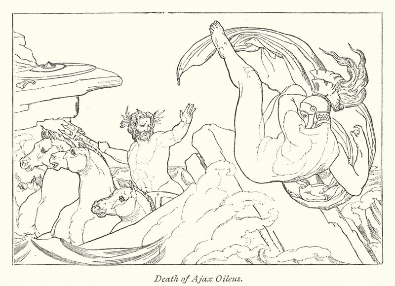 Ajax Oileus død (litho) af English School
