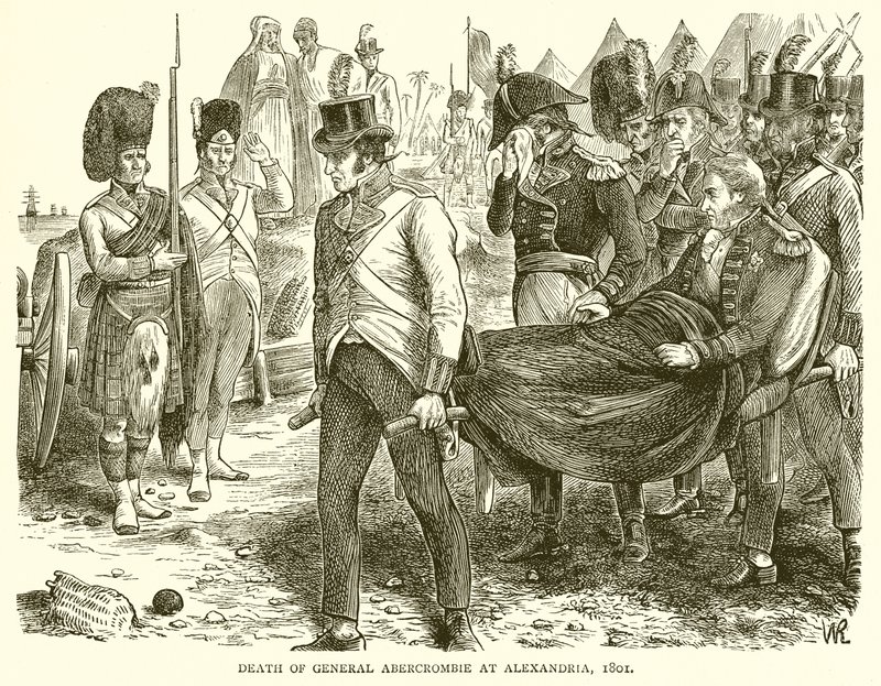 General Abercrombies død i Alexandria, 1801 af English School