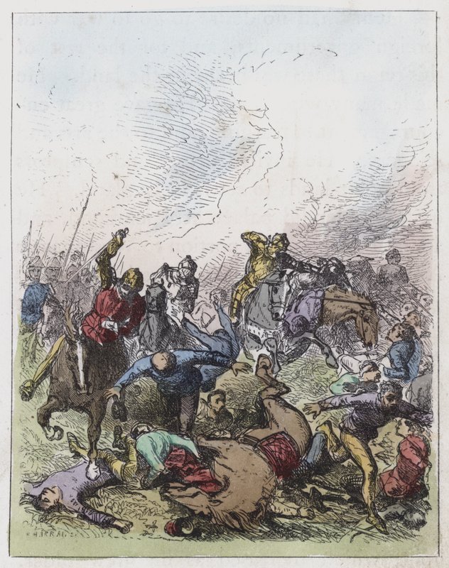 Perkin Warbecks nederlag (farvet gravering) af English School