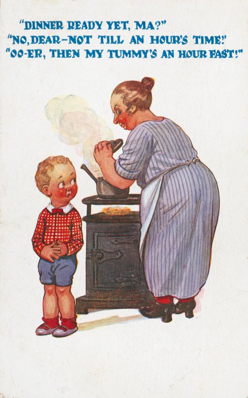 Aftensmad klar? (farve litho) af English School