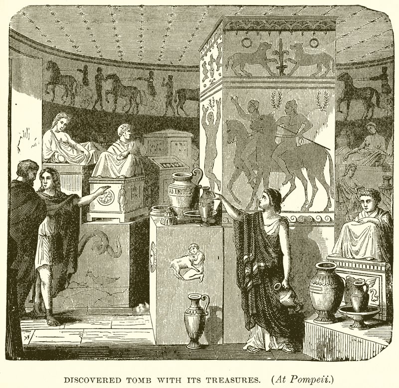 Opdagede graven med dens skatte. (I Pompeji) af English School