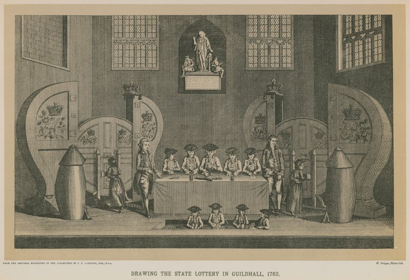 Udtrækning af statslotteriet i Guildhall, 1763 af English School