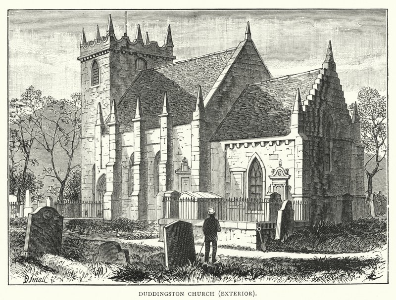 Duddingston Church, eksteriør (gravering) af English School