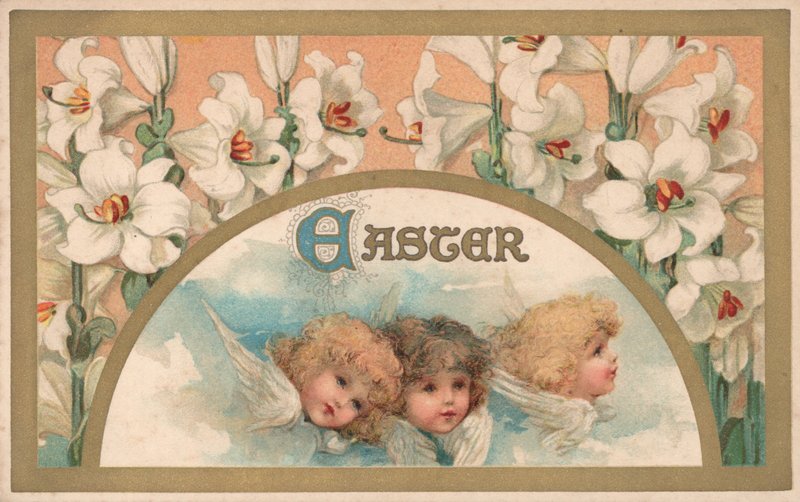 Påskeengle (chromolitho) af English School