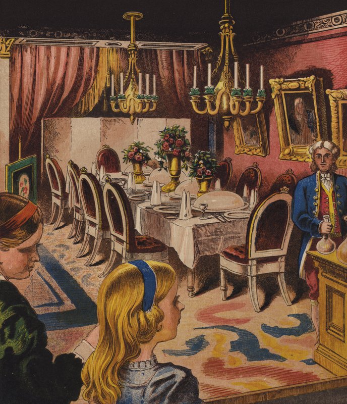 Edith og Millys husholdning (farve litho) af English School