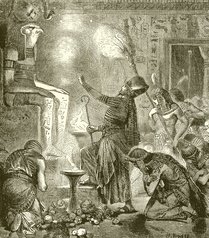 Egyptisk konge tilbeder i et tempel af English School