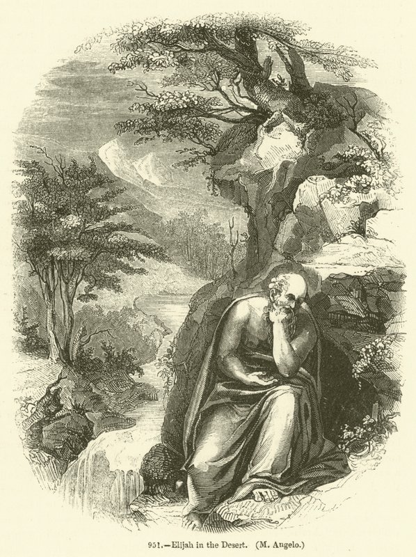 Elias i ørkenen, M Angelo (gravering) af English School