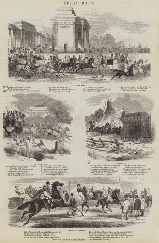 Epsom Races (gravering) af English School