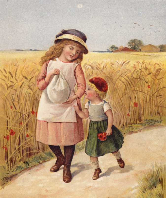 Fars middag (farve litho) af English School