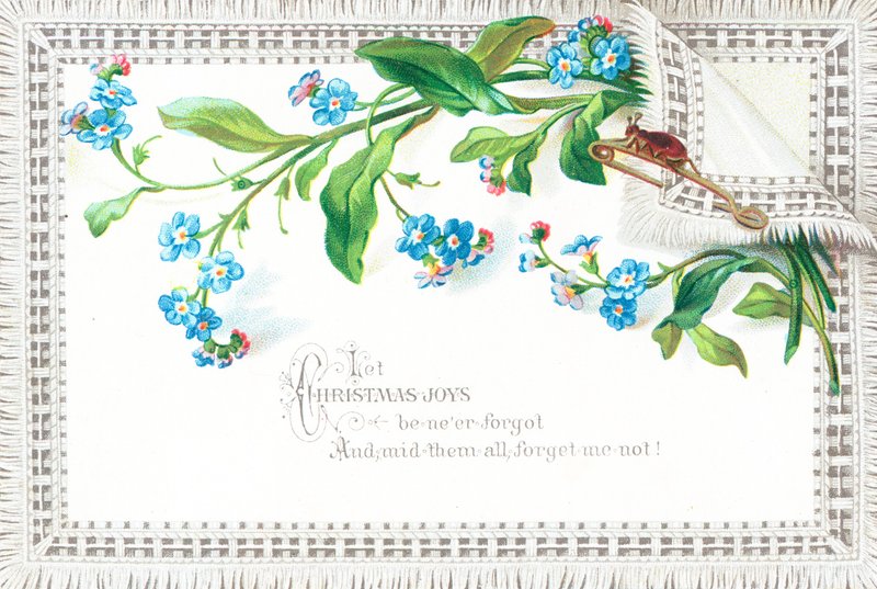 Forglemmigej-blomster, julekort af English School