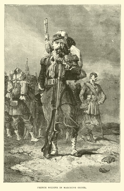 Fransk soldat i marchrækkefølge af English School