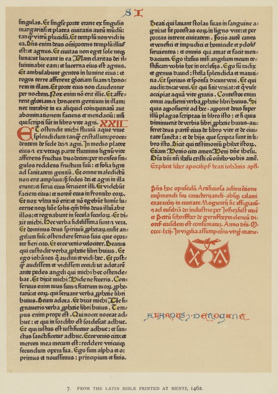 From the Latin Bible printed at Mentz af English School
