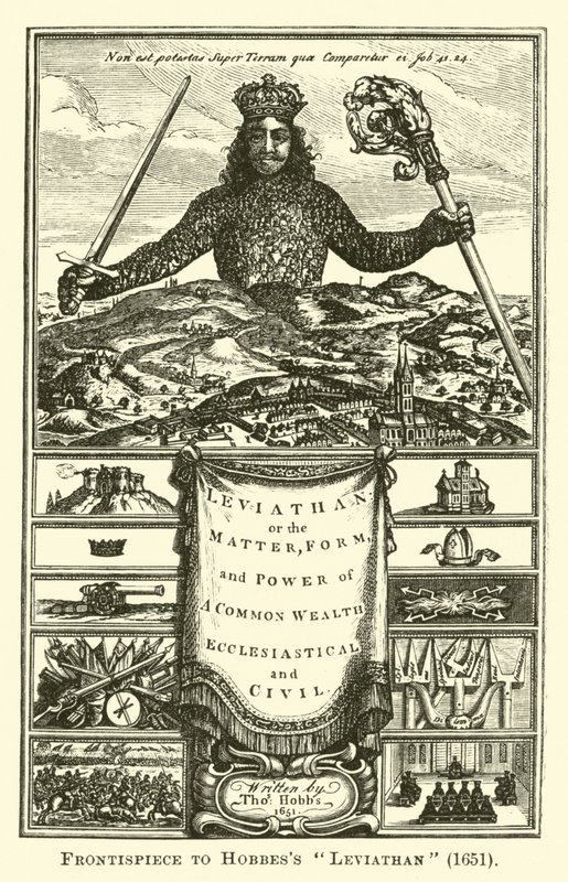 Frontispice til Hobbes Leviathan, 1651 af English School