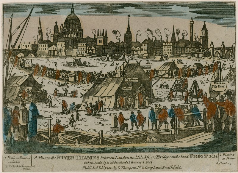 Frostmesse ved Themsen, 1814 af English School